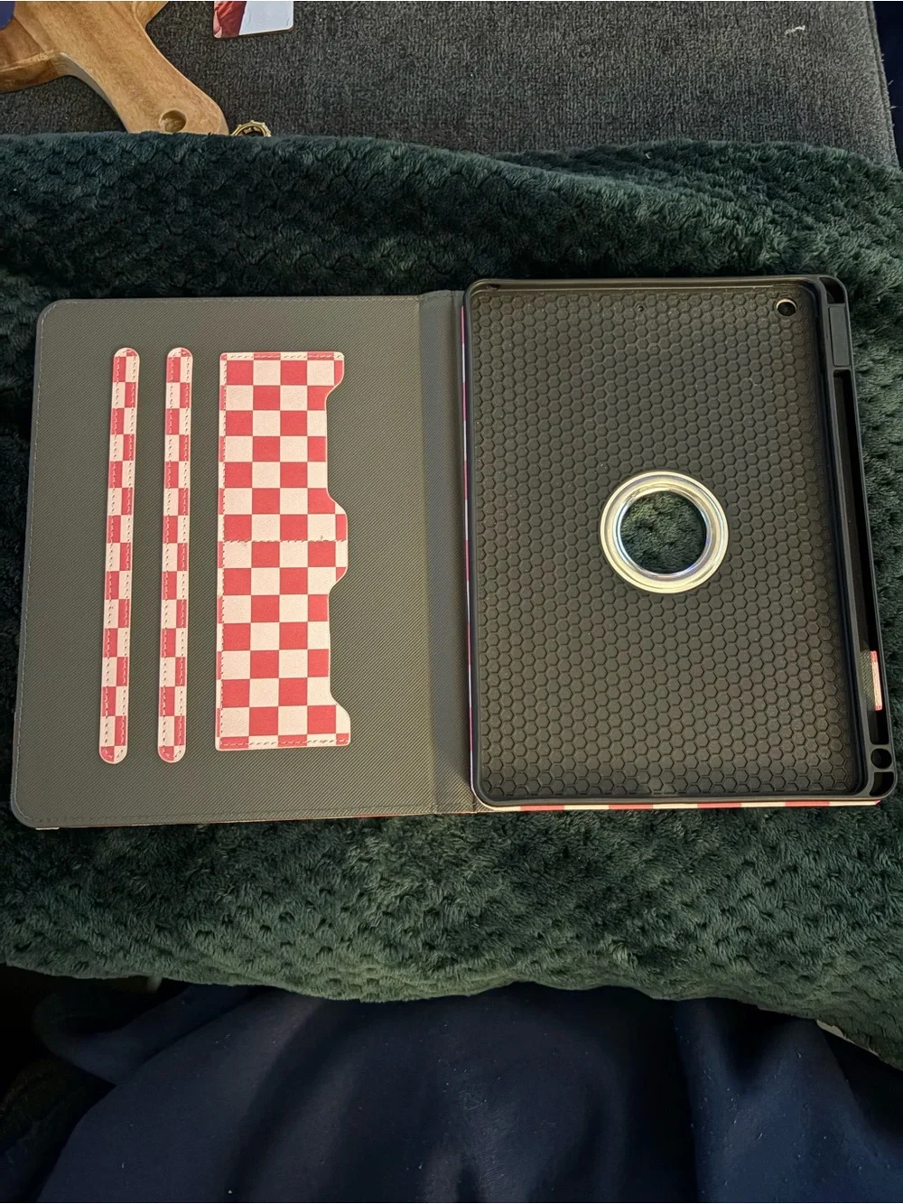 Pink Checkerboard iPad (8th Gen) Case with Elastic Closure